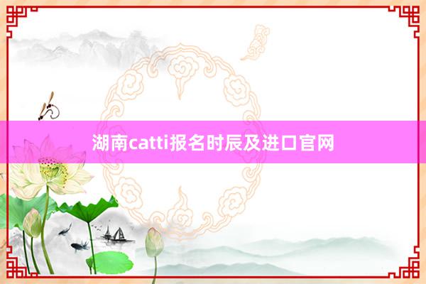 湖南catti报名时辰及进口官网
